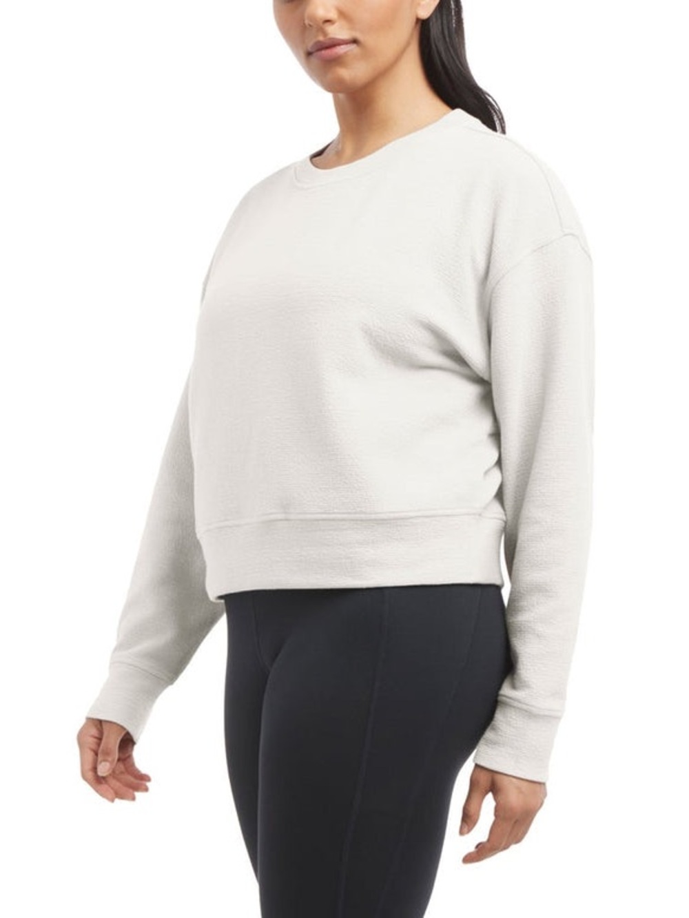 Danskin Women's Wave Jacquard Long Sleeve Crew